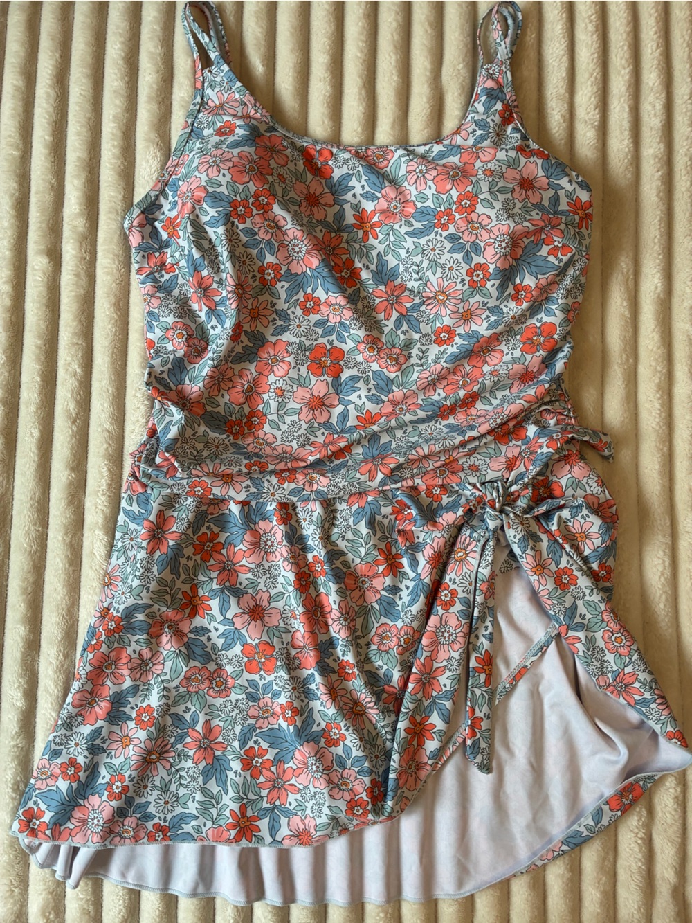 Ieyook Size 18 Skirted One Piece Swimsuit Pink Blue Floral Swim Dress